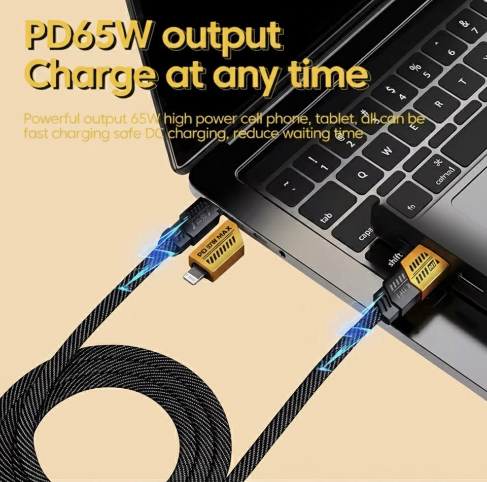Universal 4-in-1 Fast Charging Cable (1M/2M): 60W USB-C to USB-C & 27W USB-C to Lightning