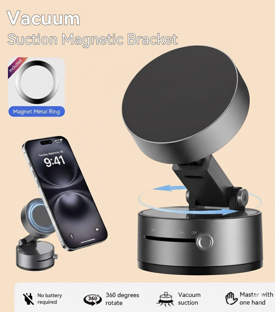 360° Rotating Foldable Car Phone Holder with Vacuum Magnetic Suction