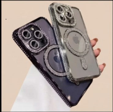 Glitter Diamond Transparent MagSafe Case for iPhone 11–17 Series