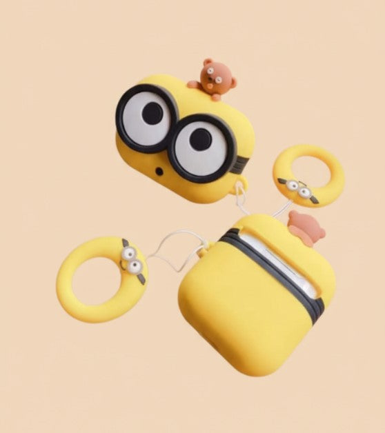 3D Big-Eyes Bear Silicone AirPods Case – Cute Protective Cover with Hook for AirPods 4 (2024) & AirPods Pro 2
