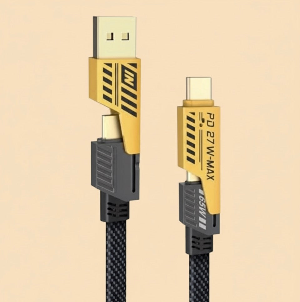 Universal 4-in-1 Fast Charging Cable (1M/2M): 60W USB-C to USB-C & 27W USB-C to Lightning