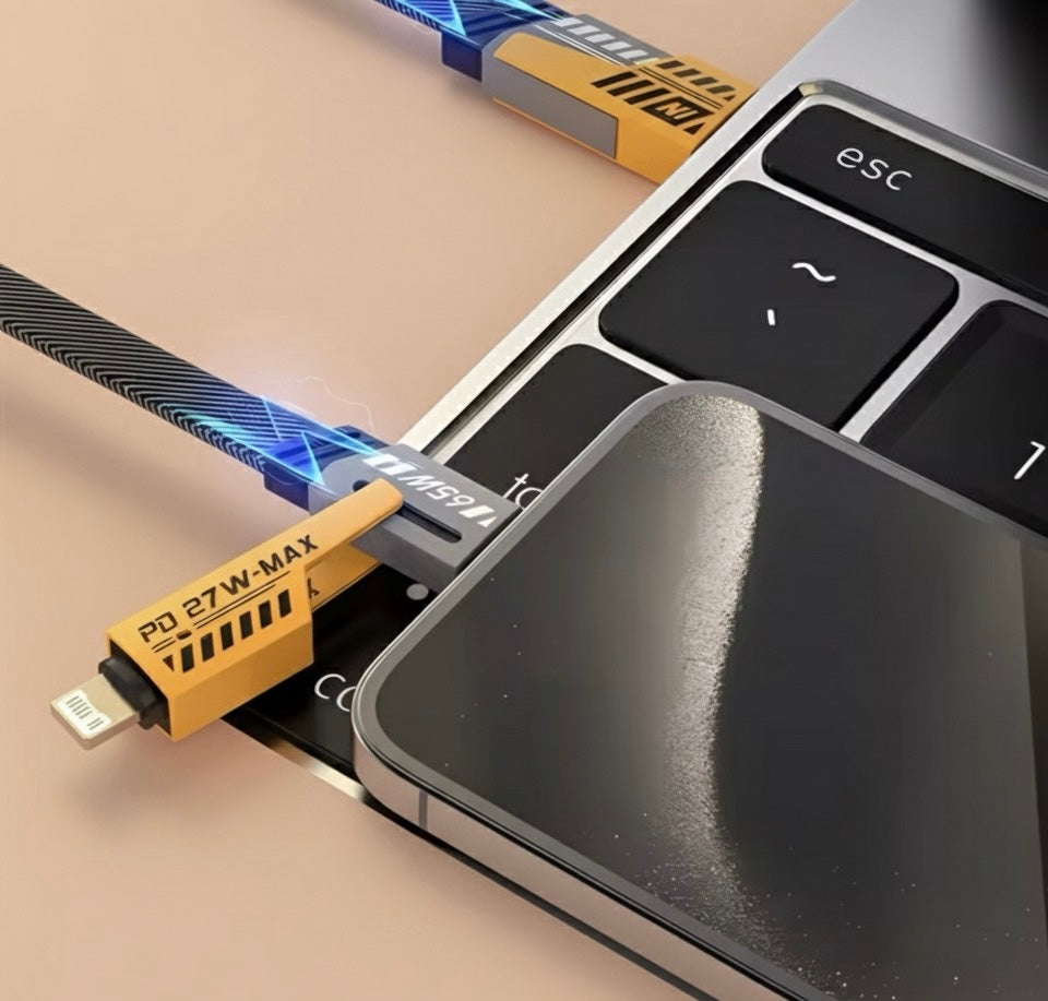 Universal 4-in-1 Fast Charging Cable (1M/2M): 60W USB-C to USB-C & 27W USB-C to Lightning