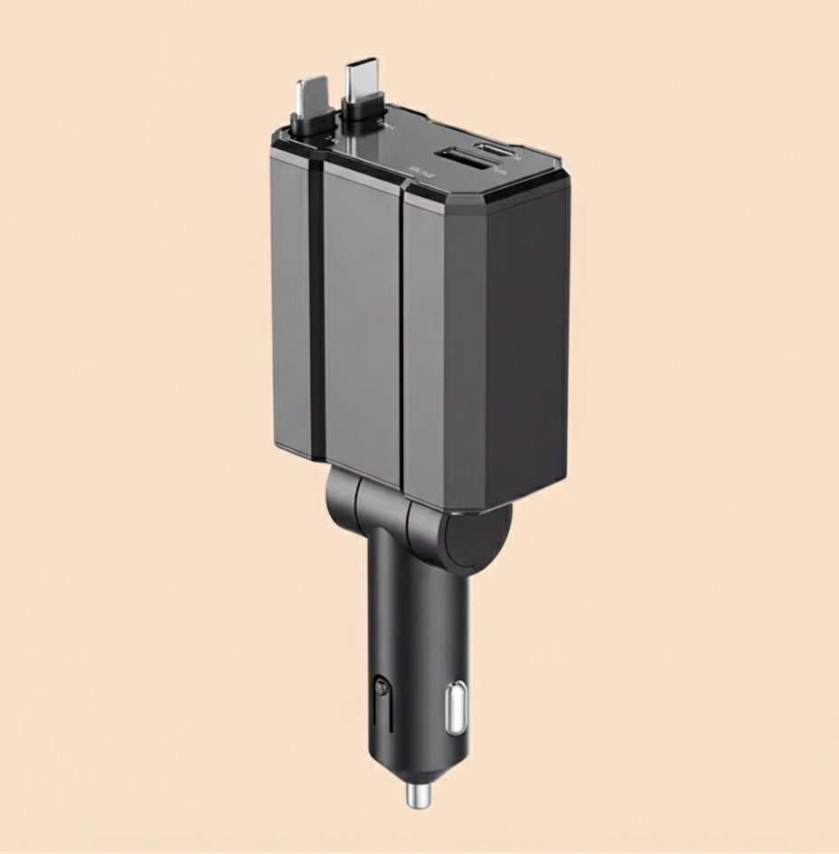 Streamline Your Charge: Retractable Dual Type-C Car Charger for Samsung & Android
