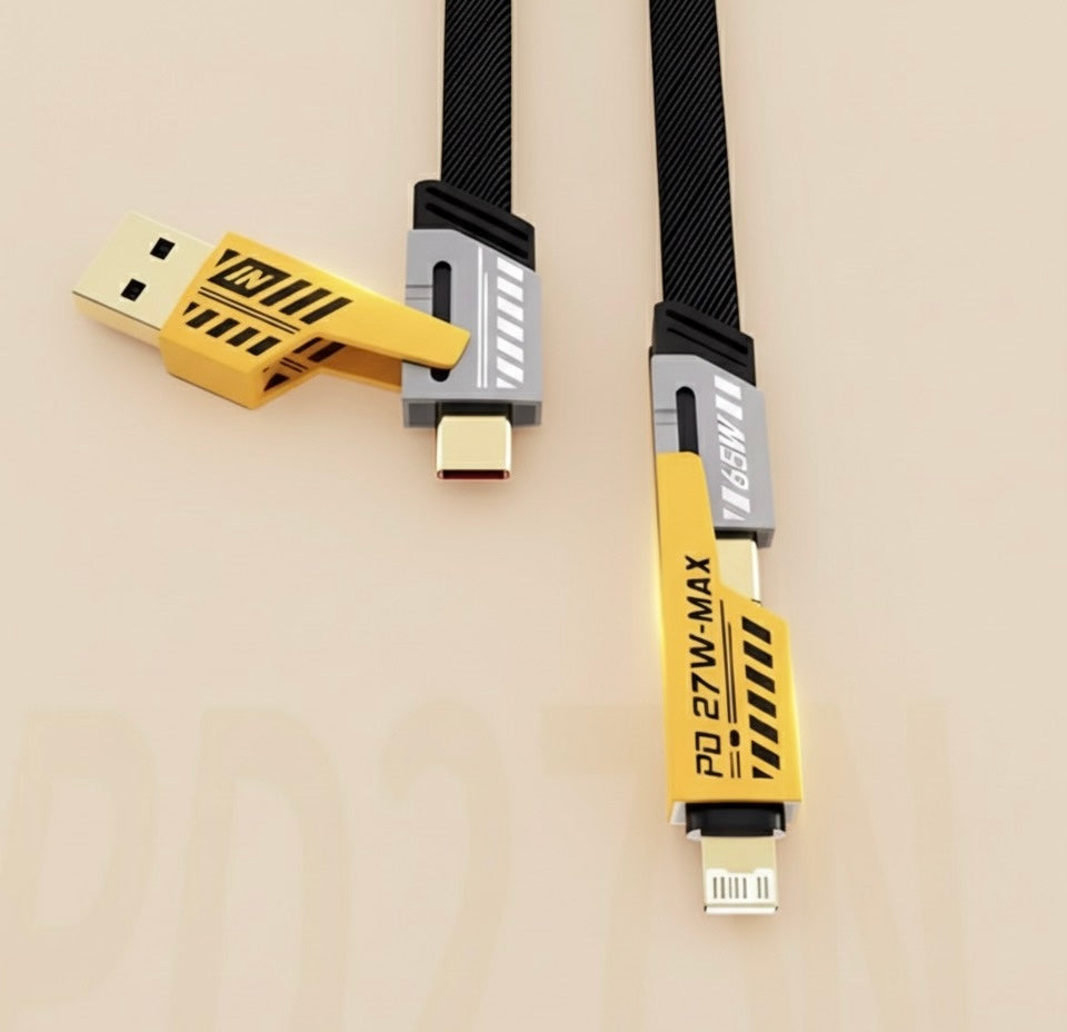 Universal 4-in-1 Fast Charging Cable (1M/2M): 60W USB-C to USB-C & 27W USB-C to Lightning