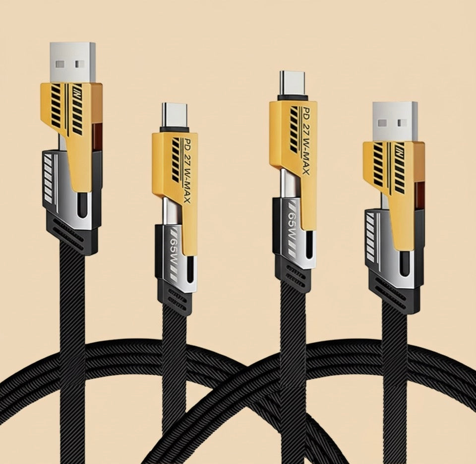 Universal 4-in-1 Fast Charging Cable (1M/2M): 60W USB-C to USB-C & 27W USB-C to Lightning