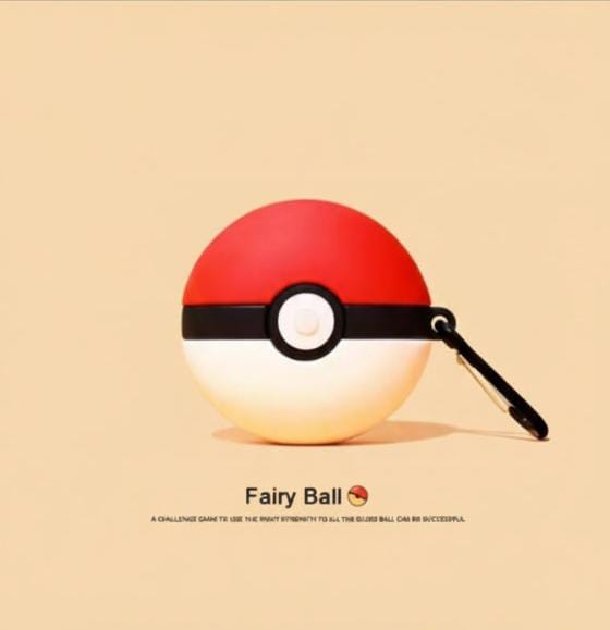 3D Poké-Ball Inspired Silicone AirPods Case – Cute Cartoon Cover with Hook for AirPods Pro & AirPods Pro 2