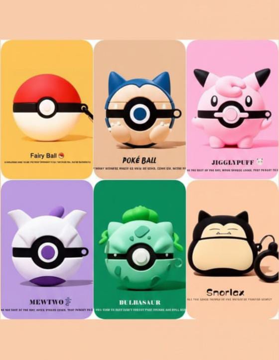 3D Poké-Ball Inspired Silicone AirPods Case – Cute Cartoon Cover with Hook for AirPods Pro & AirPods Pro 2