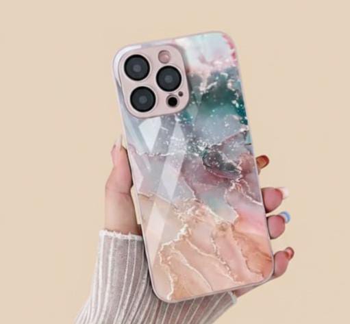 Marble Pattern Tempered Glass iPhone Case
