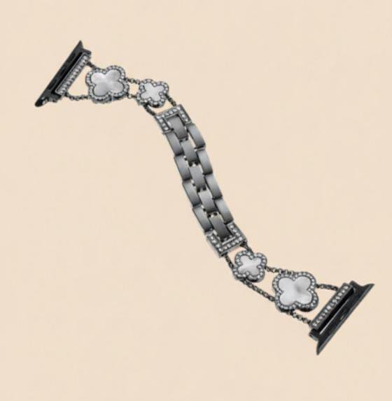 Diamond Four-Leaf Clover Metal Bracelet Band for Apple Watch (38–49mm)