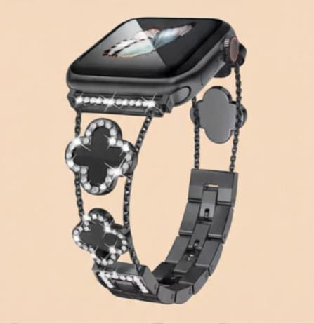 Diamond Four-Leaf Clover Metal Bracelet Band for Apple Watch (38–49mm)