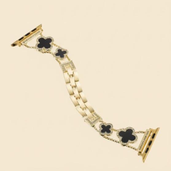 Diamond Four-Leaf Clover Metal Bracelet Band for Apple Watch (38–49mm)