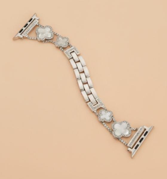 Diamond Four-Leaf Clover Metal Bracelet Band for Apple Watch (38–49mm)