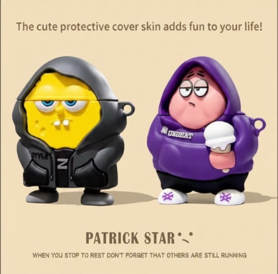 Cute 3D SpongeBob & Patrick Star Silicone Case for AirPods