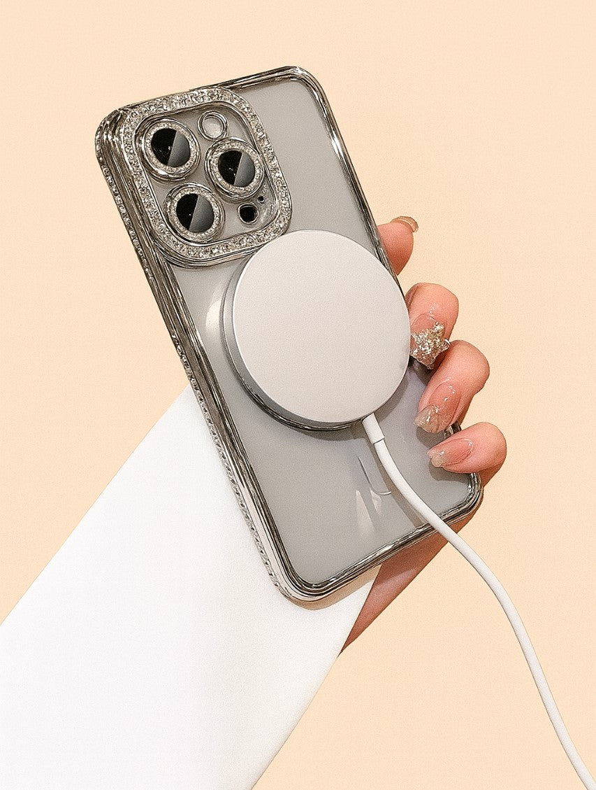 Glitter Diamond Transparent MagSafe Case for iPhone 11–17 Series