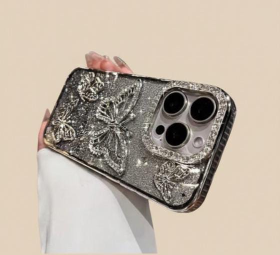 Diamond Butterfly Glitter Case for iPhone 11–17 Series