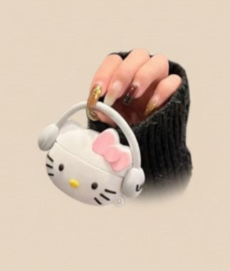 Cartoon Kitty Protective Case for AirPods (1/2/3) & AirPods Pro/Pro 2 – Cute Silicone Cover with Metal Hook, Kawaii Earphone Box (Not Official Sanrio)