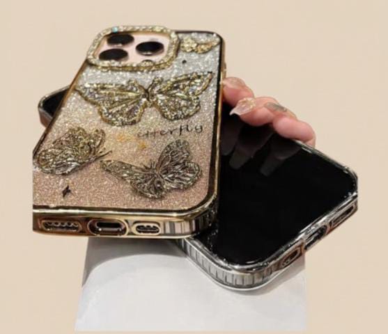 Diamond Butterfly Glitter Case for iPhone 11–17 Series