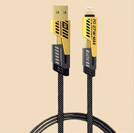 Universal 4-in-1 Fast Charging Cable (1M/2M): 60W USB-C to USB-C & 27W USB-C to Lightning