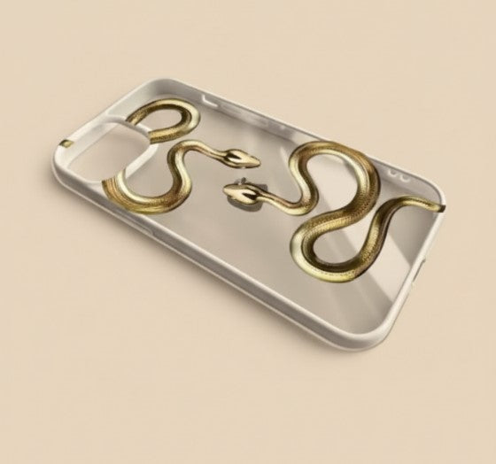 Luxury Black & Gold Snake Pattern Phone Case for iPhone 17/16/15/14/13/12/11 Pro Max, Plus, 16E, XS/XR/X, 7/8, Mini