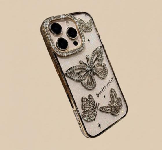 Diamond Butterfly Glitter Case for iPhone 11–17 Series