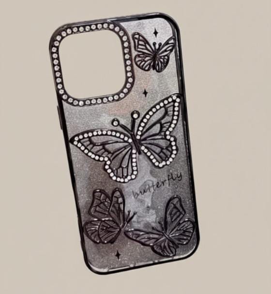Diamond Butterfly Glitter Case for iPhone 11–17 Series