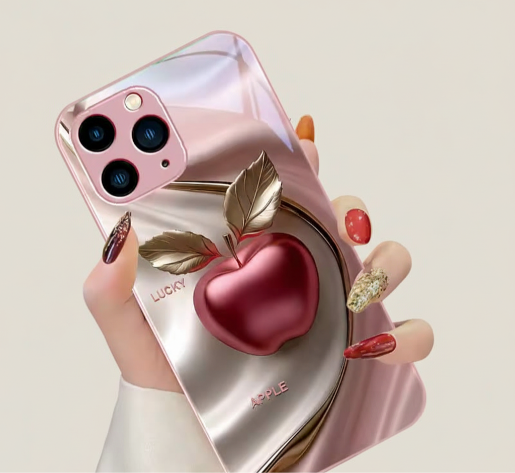 Happy Black Apple Tempered Glass iPhone Case.