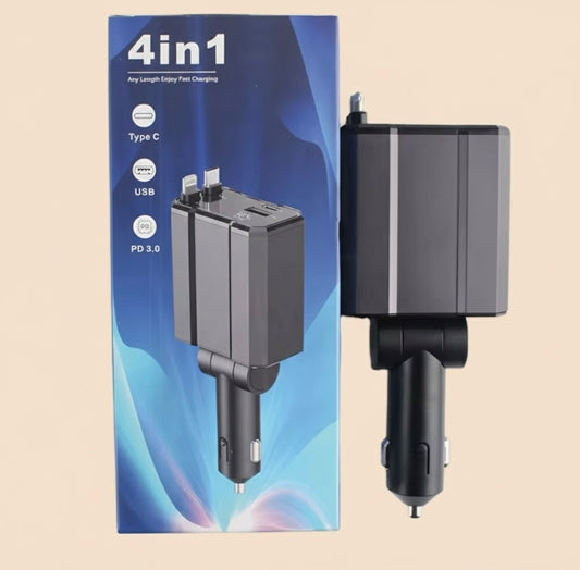 Streamline Your Charge: Retractable Dual Type-C Car Charger for Samsung & Android