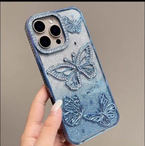 Diamond Butterfly Glitter Case for iPhone 11–17 Series
