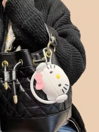 Cartoon Kitty Protective Case for AirPods (1/2/3) & AirPods Pro/Pro 2 – Cute Silicone Cover with Metal Hook, Kawaii Earphone Box (Not Official Sanrio)