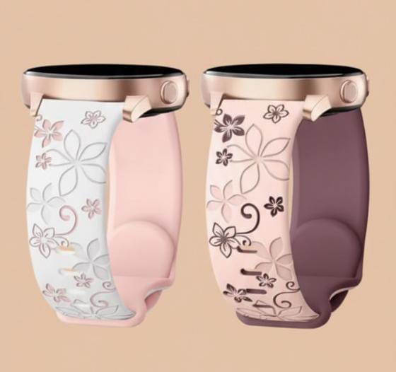 20mm Two-Color Carved Flower Silicone Strap – Universal Quick-Release Band for Samsung Galaxy Watch