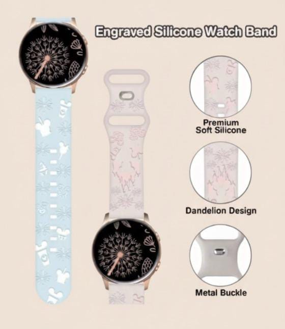 20mm Two-Color Carved Flower Silicone Strap – Universal Quick-Release Band for Samsung Galaxy Watch