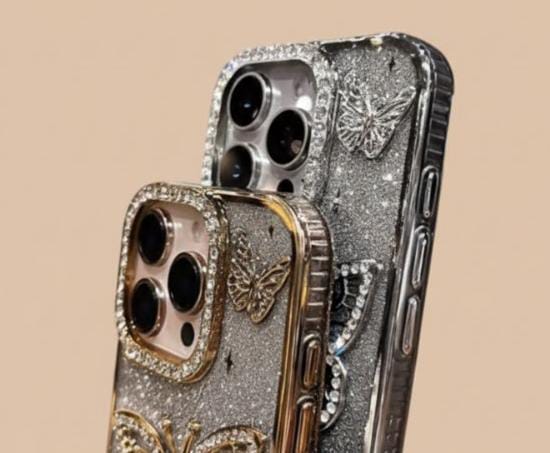 Diamond Butterfly Glitter Case for iPhone 11–17 Series