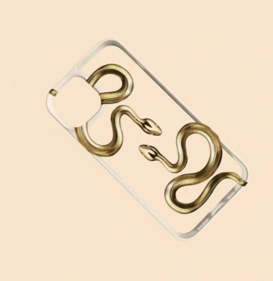 Luxury Black & Gold Snake Pattern Phone Case for iPhone 17/16/15/14/13/12/11 Pro Max, Plus, 16E, XS/XR/X, 7/8, Mini
